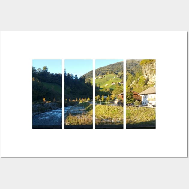 View from Bunbrugge (1700). A 66-meter covered wooden bridge on the border between Italy and Austria: it stands at the foot of Heinfels Castle, the symbol of the town. Tyrol, Austria Wall Art by fabbroni-art